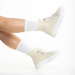 Indya világos bézs női sportcipő, textil anyagból készült