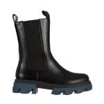 Idalia fekete és kék női csizma, műbőrből készült