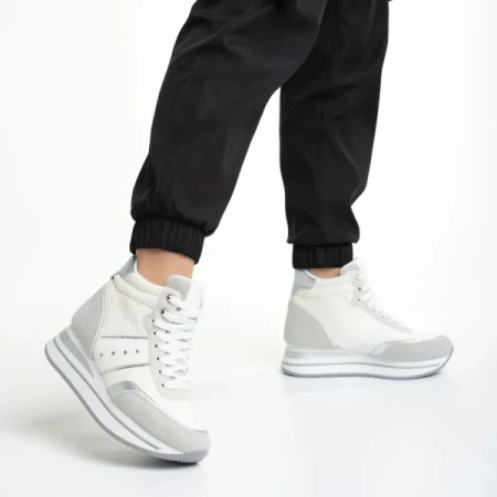 Rakayla fehér női sportcipő, műbőrből készült