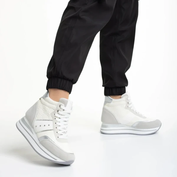 Rakayla fehér női sportcipő, műbőrből készült