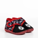 Solina fekete és piros gyerek papucs, textil anyagból készült