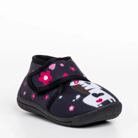 Sadira fekete gyerek papucs, textil anyagból készült