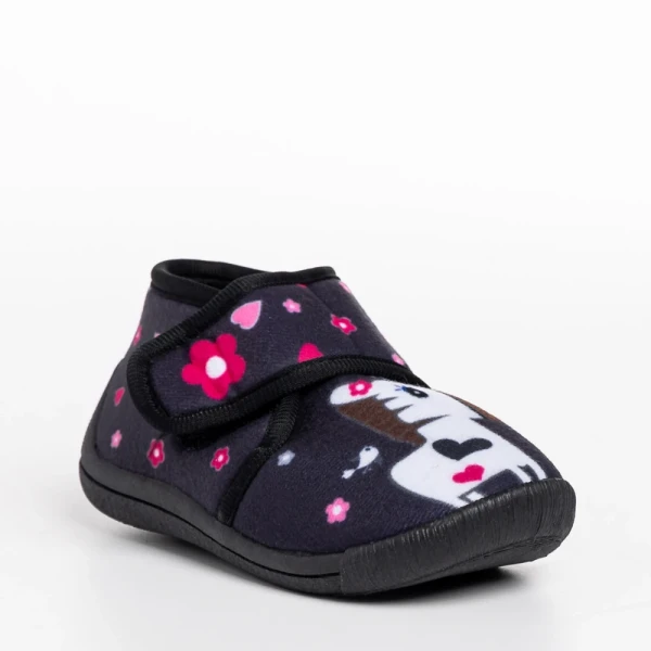 Sadira fekete gyerek papucs, textil anyagból készült