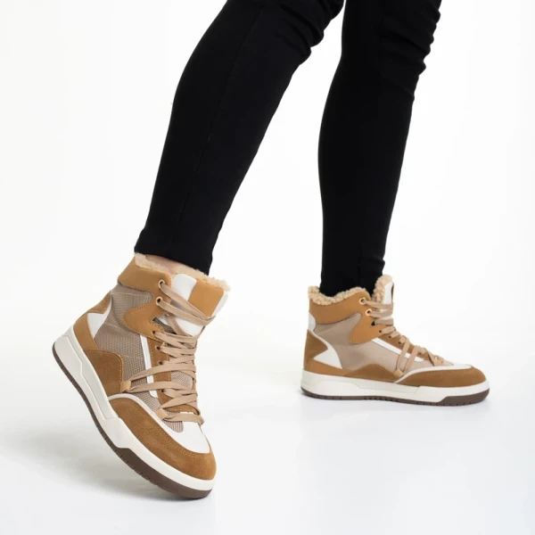 Reveca camel női sportcipő, műbőrből és textil anyagból készült