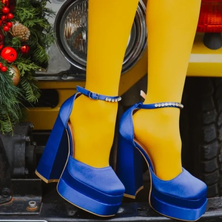 Amyra kék női cipő, textil anyagból készült