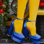 Amyra kék női cipő, textil anyagból készült