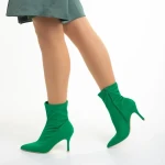 Rasheda zöld női bokacsizma, textil anyagból készült