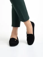 Elmira fekete női mokaszin, textil anyagból készült