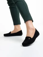 Elmira fekete női mokaszin, textil anyagból készült