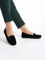 Elmira fekete női mokaszin, textil anyagból készült