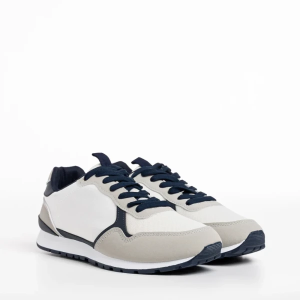 Sandon fehér és szürke férfi sportcipő, textil anyagból készült