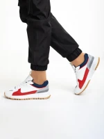 Jianna fehér és piros női sportcipő, műbőrből és textil anyagból készült