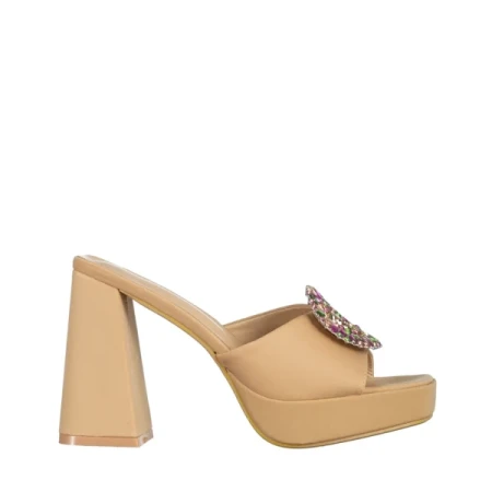 Burma bézs női papucs, textil anyagból készült