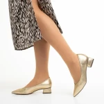 Ziva arany női cipő sarokkal, textil anyagból készült