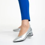 Veda ezüst női cipő sarokkal, műbőrből készült