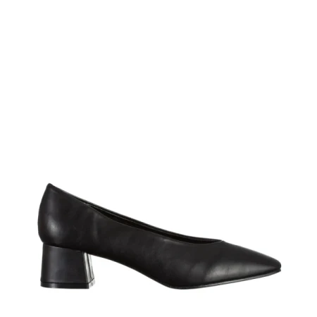 Veda fekete női cipő sarokkal, műbőrből készült