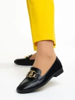 Rielyn fekete női mokaszin, műbőrből készült