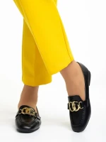 Rielyn fekete női mokaszin, műbőrből készült