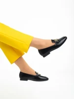 Rielyn fekete női mokaszin, műbőrből készült