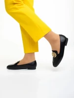 Ronnette fekete női mokaszin, műbőrből készült