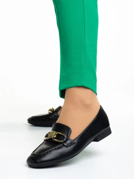 Rosalea fekete női mokaszin, műbőrből készült