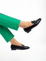 Rosalea fekete női mokaszin, műbőrből készült