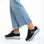 Haya fekete női sportcipő, textil anyagból készült