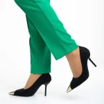 Melany fekete női cipő sarokkal, textil anyagból készült