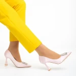 Trudy rózsaszín női cipő sarokkal, textil anyagból készült