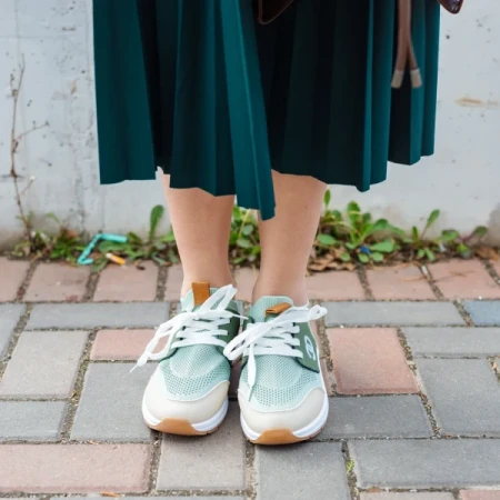 Nairobi zöld női sportcipő, műbőrből és textil anyagból készült