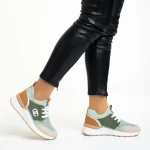 Nairobi zöld női sportcipő, műbőrből és textil anyagból készült