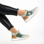 Nairobi zöld női sportcipő, műbőrből és textil anyagból készült