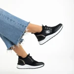 Nairobi fekete női sportcipő, műbőrből és textil anyagból készült