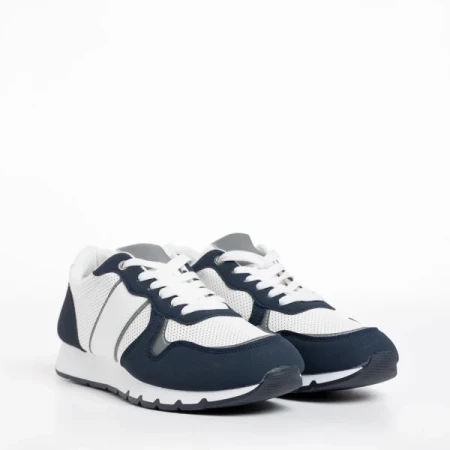 Lorenzo fehér és kék férfi sportcipő, textil anyagból készült