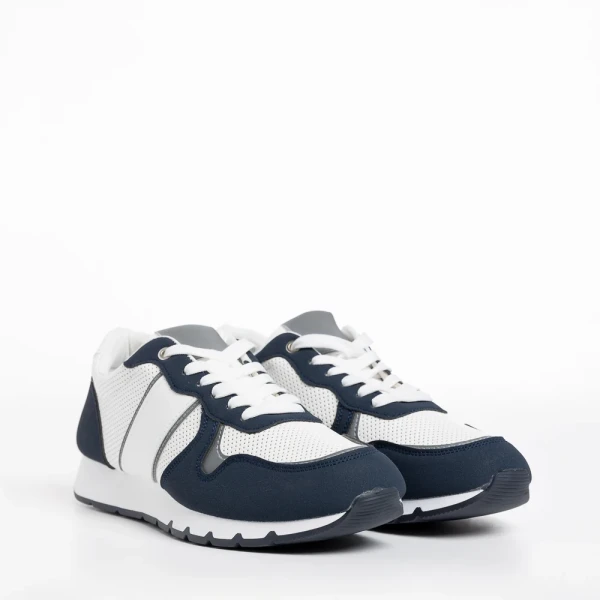 Lorenzo fehér és kék férfi sportcipő, textil anyagból készült