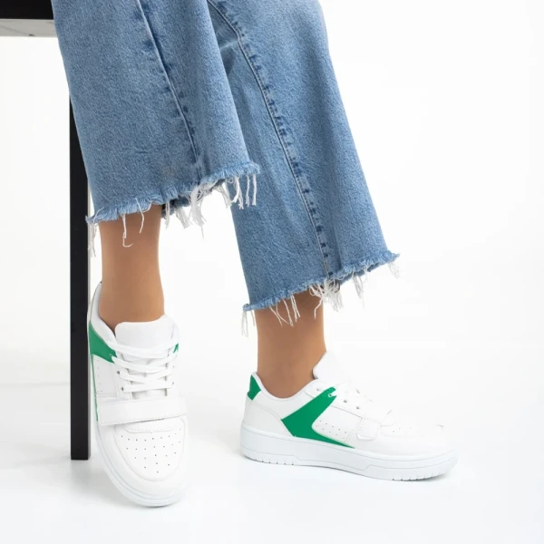 Sonal fehér és zöld női sportcipő, műbőrből készült