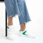 Sonal fehér és zöld női sportcipő, műbőrből készült