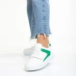 Sonal fehér és zöld női sportcipő, műbőrből készült