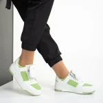 Inola fehér és zöld női sportcipő, műbőrből készült