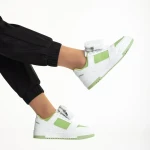 Inola fehér és zöld női sportcipő, műbőrből készült