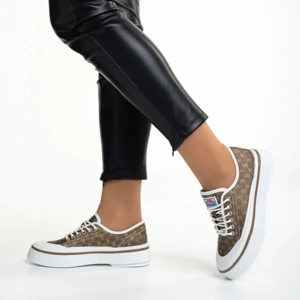 Dariana barna női tornacipő, textil anyagból készült