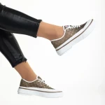 Dariana barna női tornacipő, textil anyagból készült