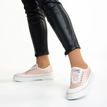 Dariana rózsaszín női tornacipő, textil anyagból készült