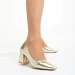 Mirsada arany női cipő sarokkal, műbőrből készült