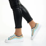 Malaya kék női tornacipő, textil anyagból készült