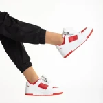 Inola fehér és piros női sportcipő, műbőrből készült