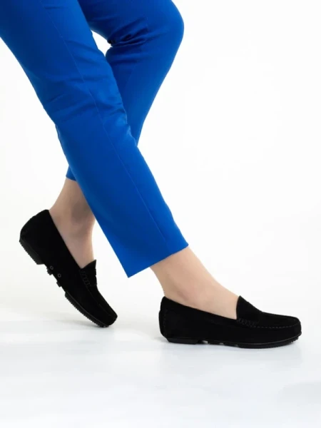 Kathi fekete női mokaszin, valódi bőrből készült