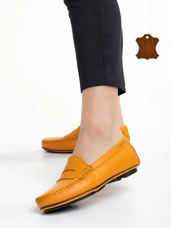 Carmella narancssárga női mokaszin, valódi bőrből készült