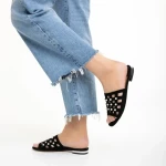 Marco fekete női papucs, Elba valódi bőrből készült