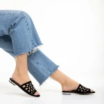 Marco fekete női papucs, Elba valódi bőrből készült